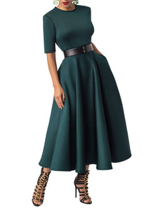 "Shealene" Emerald Techno Swing Dress