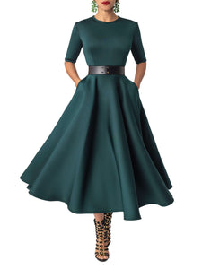 "Shealene" Emerald Techno Swing Dress