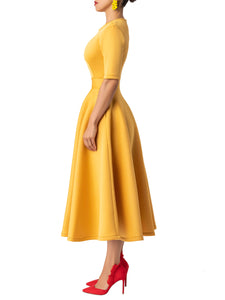 "Morgan" Yellow Techno Swing Dress