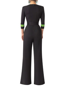 "Desiree" Black Epaulette Structured Jumpsuit
