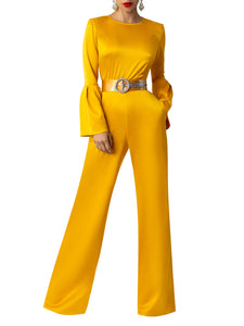 "Jolie" Gold Bell Sleeve Jumpsuit