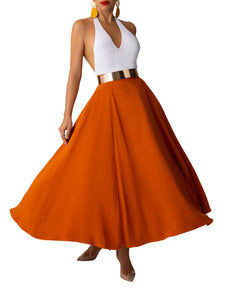 "Cattleya" Toffee Midi Swing Skirt