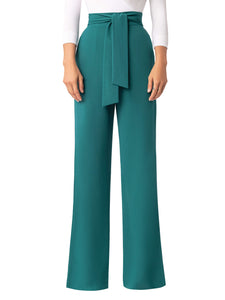 "Belinda" Emerald Belted High Waist Pants