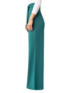 "Belinda" Emerald Belted High Waist Pants