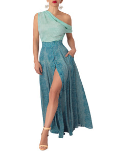 “Makayla” Mint-Teal Off Shoulder Dress