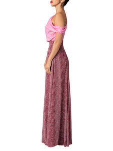 “Xiomara” Pink-Burgundy Off Shoulder Dress
