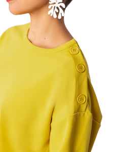 "Dulce" Chartreuse Button Crop Top