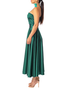 "Chrome" Emerald One Shoulder Dress