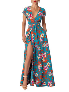 "Aaliyah" Print Wrap Maxi Dress
