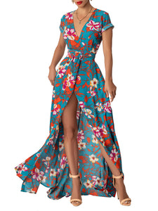 "Aaliyah" Print Wrap Maxi Dress