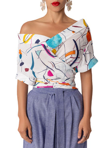 "Maeve" Abstract Print Wrap Top [Limited Edition]