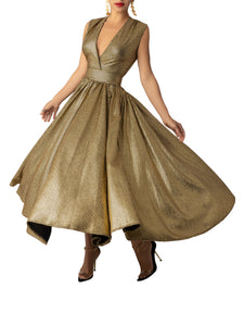 “Golding” Gold Midi Dress