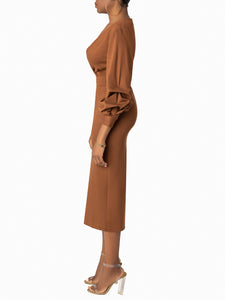 “Marianna” Brown Midi Dress