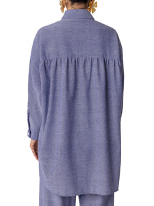 "Penelope" Chambray Oversized Button-Down Top