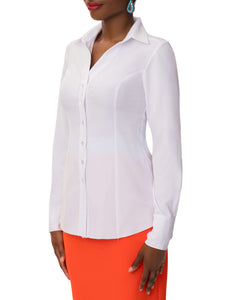 "Deanna" White Button-Down Shirt