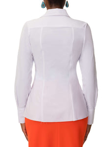 "Deanna" White Button-Down Shirt