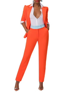 "Kimberly" Orange/Blue Contrast Waist Pants