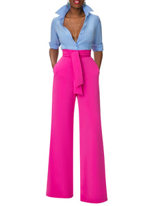 "Chinny" Magenta Belted High Waist Pants